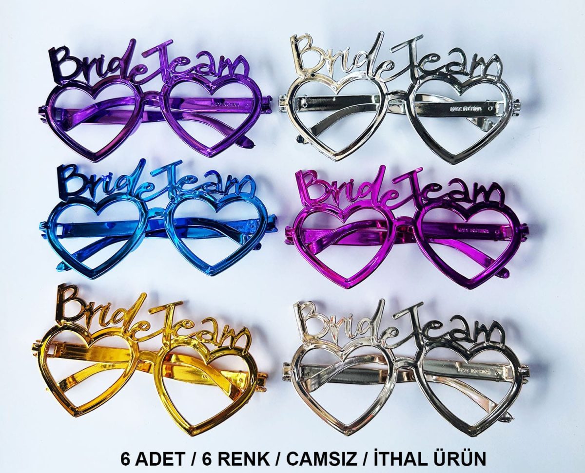 kalpli-bride-team-gozluk-seti-6-renk-kina-dugun-partileri-ic-resim-5166 Kalpli Bride Team Gözlük Seti 6 Renk - Görsel 1