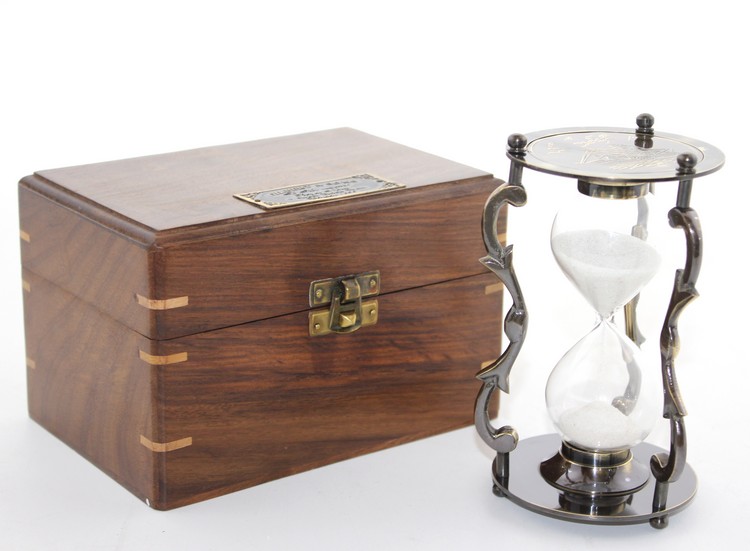 ksk2060 Ahşap Kutulu Pirinç Kum Saati - Görsel 1