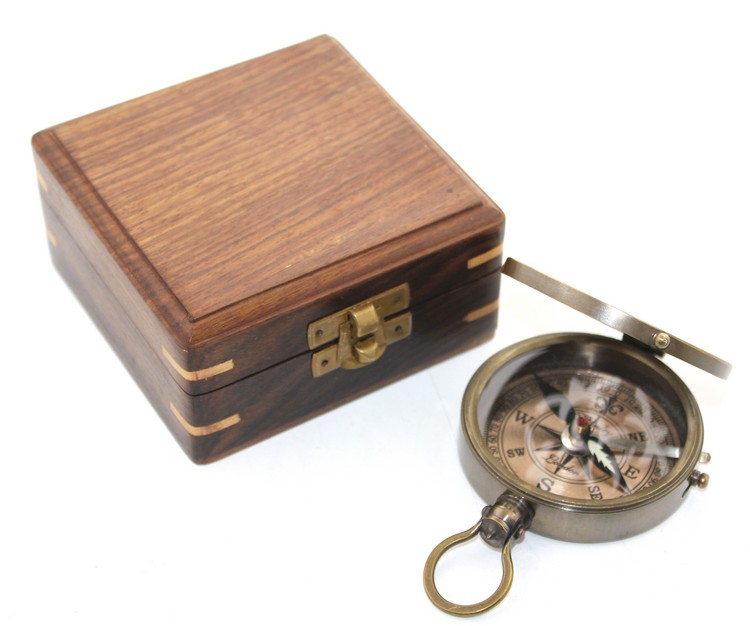 ksk2077 Ahşap Kutulu Pusula Model 6 - Görsel 1