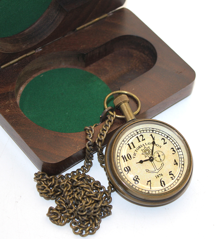 ksk2102 Ahşap Kutulu Pirinç Köstekli Saat Model 6 - Görsel 1