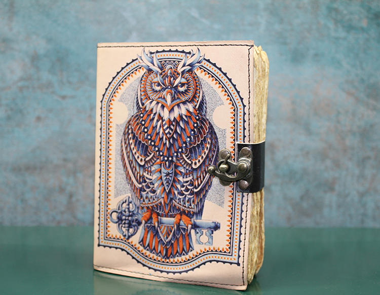 ksk3131 Baykuşlu Deri Defter Model 3 - Görsel 1