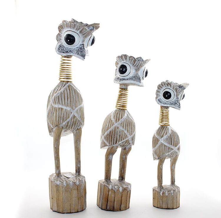 linggayoni-7 Ahşap 3'lü Emu Kuşu Seti - Görsel 1