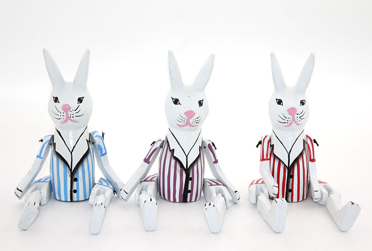 nami-3a Ahşap Sallanan Tavşan Figürü - Görsel 1