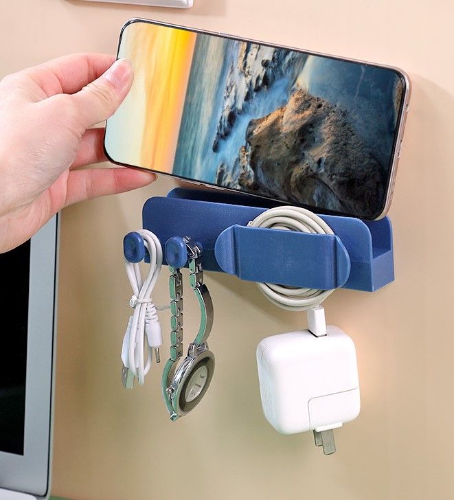 pratik-kablo-duzenleyici-ve-telefon-sarj-standi-2762 Duvar Tipi Telefon Şarj Standı - Görsel 1