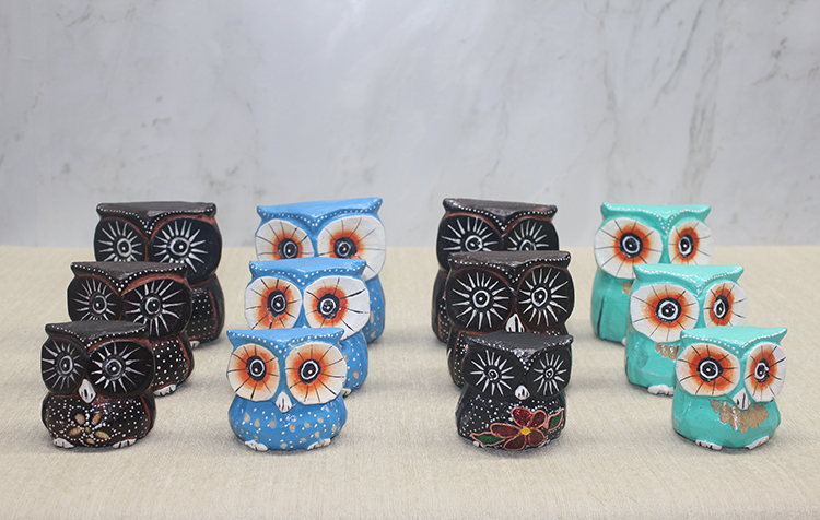 sutama-10 Ahşap 3'lü Baykuş Seti Model 5 - Görsel 1