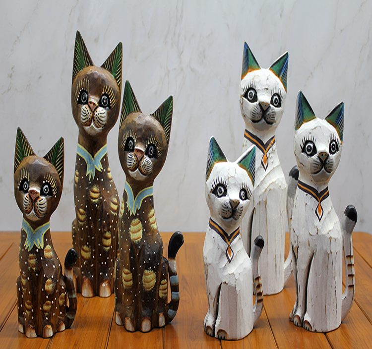 sutama-2 Ahşap 3'lü Kedi Seti 50 Cm Model 3 - Görsel 1