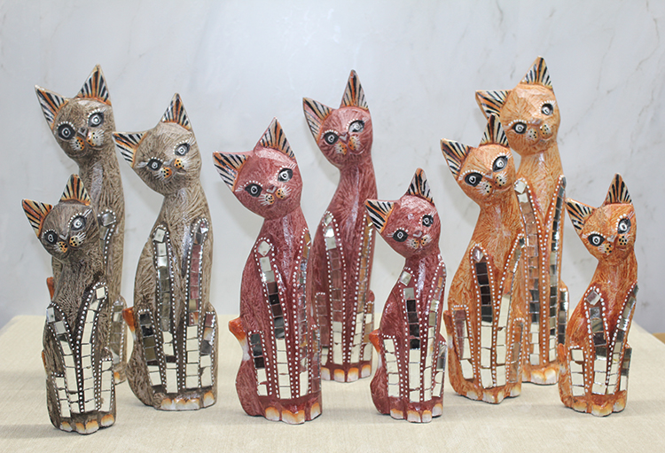 sutama-5 Ahşap 3'lü Kedi Seti 30 Cm Model 2 - Görsel 1