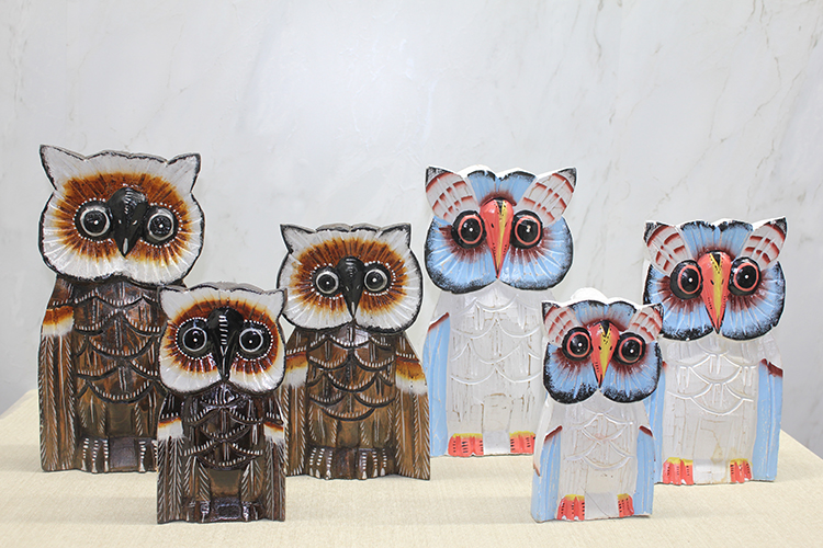 sutama-6 Ahşap 3'lü Baykuş Seti 30 cm - Görsel 1