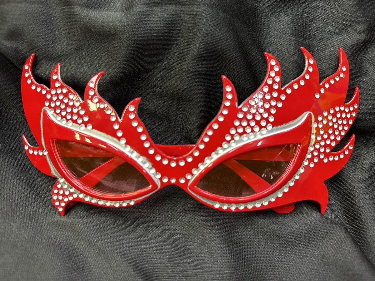 Taşlı Kırmızı Alev Parti Gözlüğü - Görsel 1