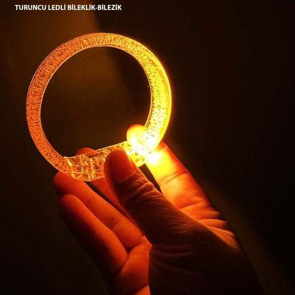 Turuncu Led Işıklı Baskı Yapılabilen Pilli Bileklik Bilezik